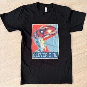 Black T-Shirt with 'Clever Girl' Dinosaur Graphic